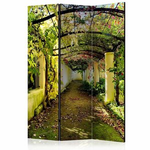 Vouwscherm / Kamerscherm - Romantische tuin 135x172cm , gemonteerd geleverd  dubbelzijdig geprint