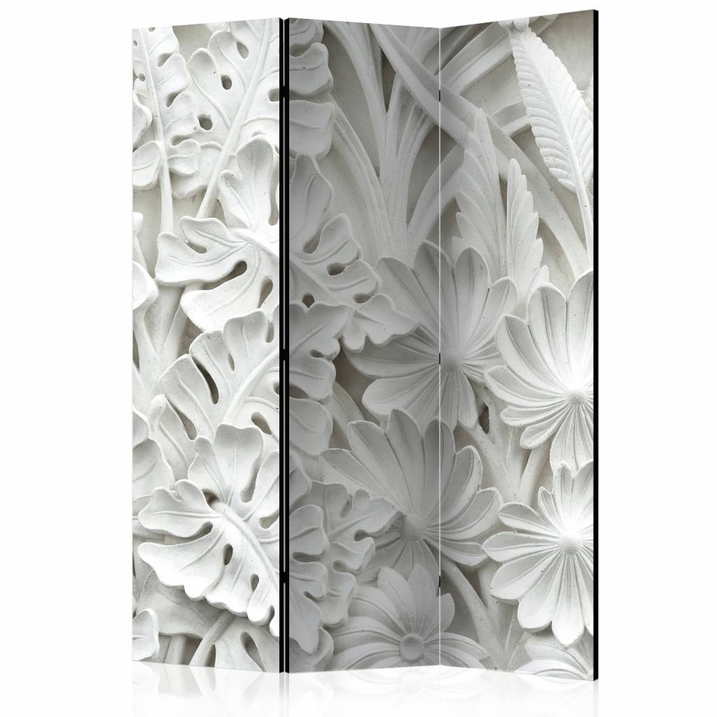 Vouwscherm / Kamerscherm - Bloemen in het wit 135x172cm , gemonteerd geleverd dubbelzijdig geprint afbeelding