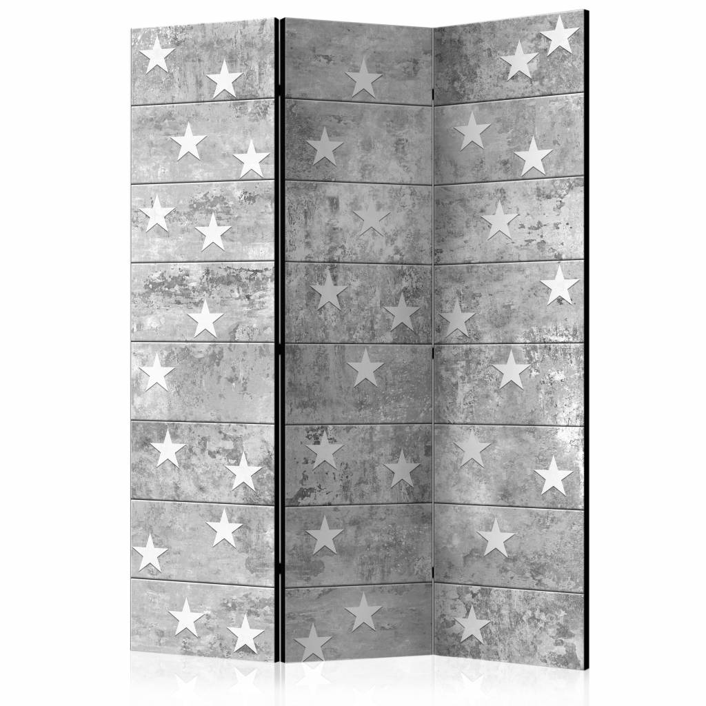 Vouwscherm / Kamerscherm - Sterren op beton 135x172 cm , gemonteerd geleverd dubbelzijdig geprint afbeelding