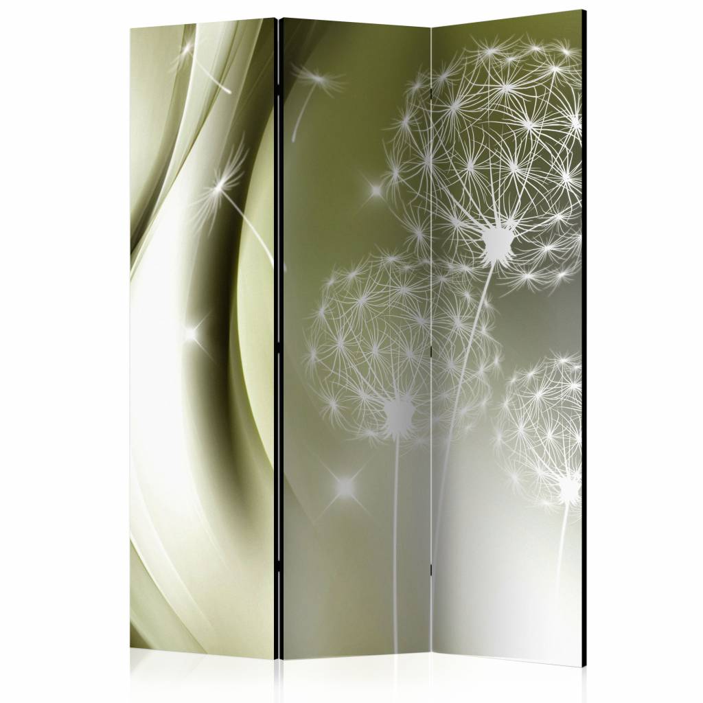 Vouwscherm / Kamerscherm - Paardenbloem in groene elegantie 135x172 cm , gemonteerd geleverd dubbelzijdig geprint afbeelding