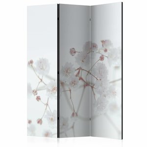 Vouwscherm / Kamerscherm - Witte bloemen 135x172cm, gemonteerd geleverd, dubbelzijdig geprint