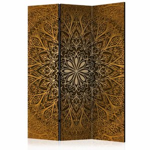 Vouwscherm / Kamerscherm - Bruine Mandala 135x172 cm , gemonteerd geleverd  dubbelzijdig geprint