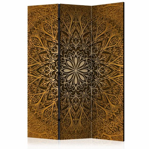 Vouwscherm / Kamerscherm - Bruine Mandala 135x172 cm , gemonteerd geleverd  dubbelzijdig geprint