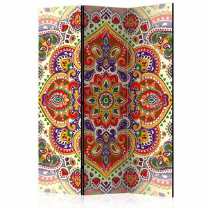 Vouwscherm / Kamerscherm - Gekleurde Mandala 135x172 cm , gemonteerd geleverd  dubbelzijdig geprint