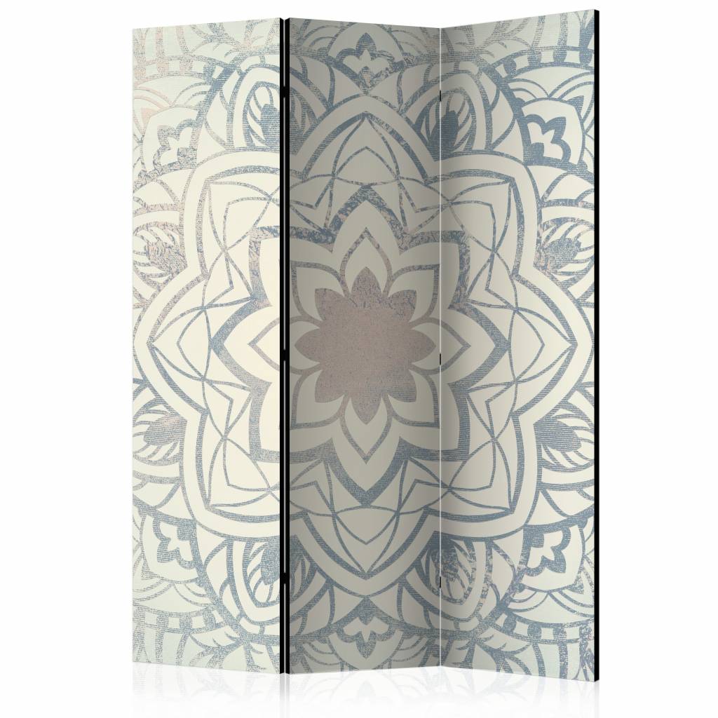 Vouwscherm / Kamerscherm - Winter Mandala 135x172 cm , gemonteerd geleverd dubbelzijdig geprint afbeelding