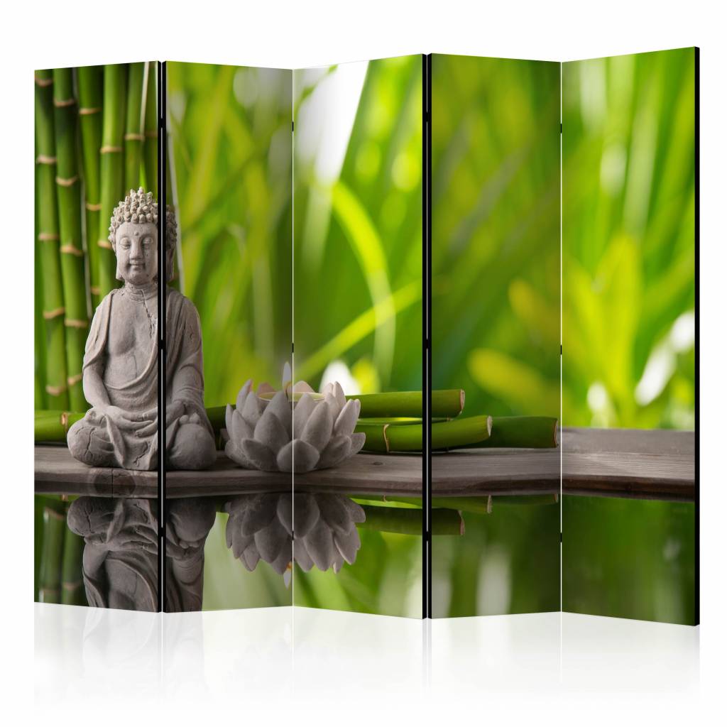 Vouwscherm / Kamerscherm - Boeddha 225x172cm , gemonteerd geleverd dubbelzijdig geprint afbeelding