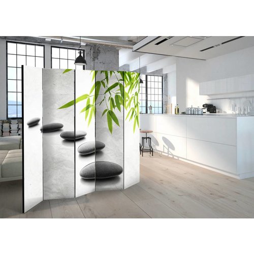 Vouwscherm / Kamerscherm - Zen Stenen 225x172cm , gemonteerd geleverd, dubbelzijdig geprint
