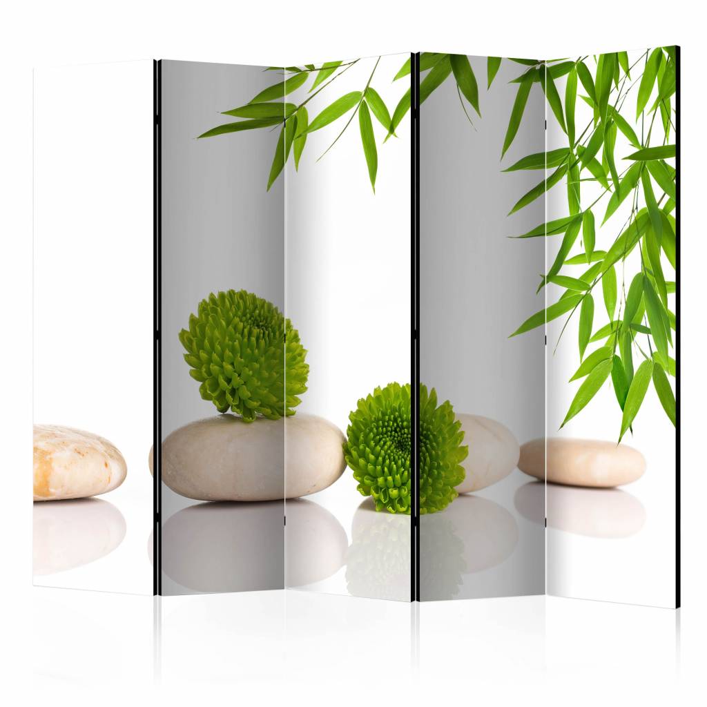 Vouwscherm / Kamerscherm - Relax in het groen 225x172cm , gemonteerd geleverd, dubbelzijdig geprint afbeelding