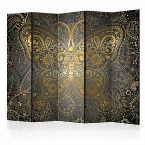Vouwscherm / Kamerscherm - Gouden Vlinder 225x172cm , gemonteerd geleverd, dubbelzijdig geprint
