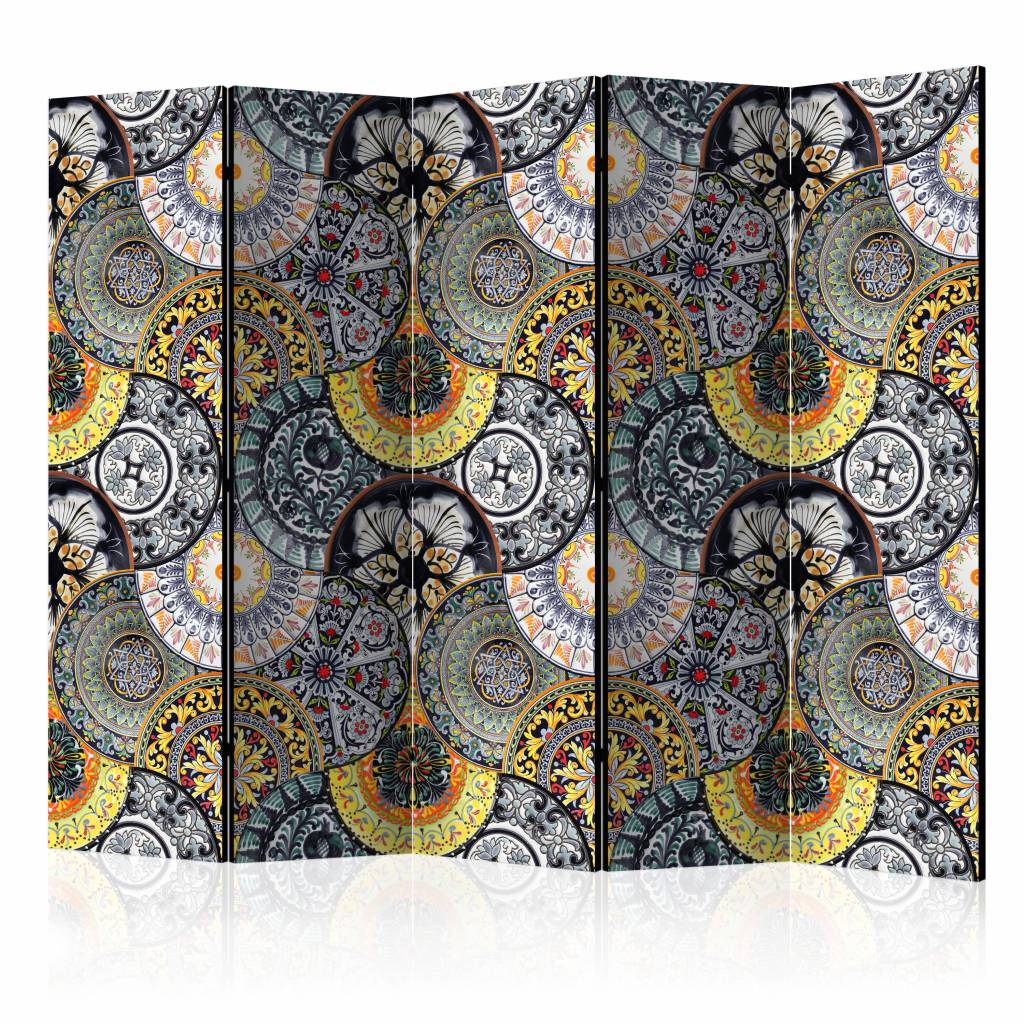 Vouwscherm / Kamerscherm - Geschilderd exotisme 225x172cm , gemonteerd geleverd, dubbelzijdig geprint afbeelding
