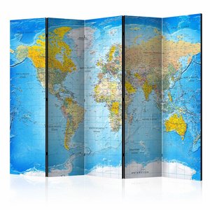 Vouwscherm / Kamerscherm - Wereldkaart 225x172cm  , gemonteerd geleverd, dubbelzijdig geprint Vouwscherm / Kamerscherm - Wereldkaart 225x172cm  , gemonteerd geleverd, dubbelzijdig geprint