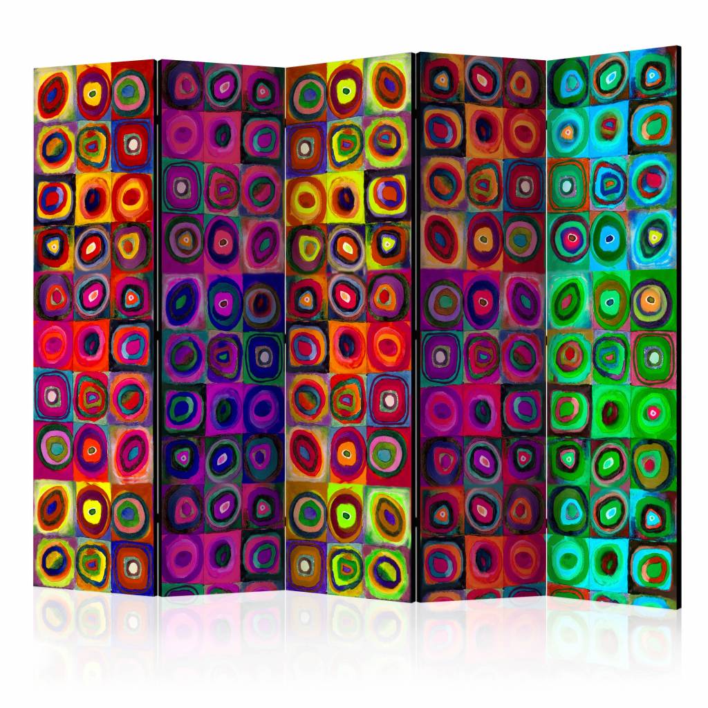 Vouwscherm / Kamerscherm - Kleurrijk abstract 225x172cm , gemonteerd geleverd, dubbelzijdig geprint afbeelding