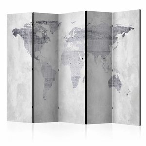 Vouwscherm / Kamerscherm - Wereld op beton  225x172cm  , gemonteerd geleverd, dubbelzijdig geprint
