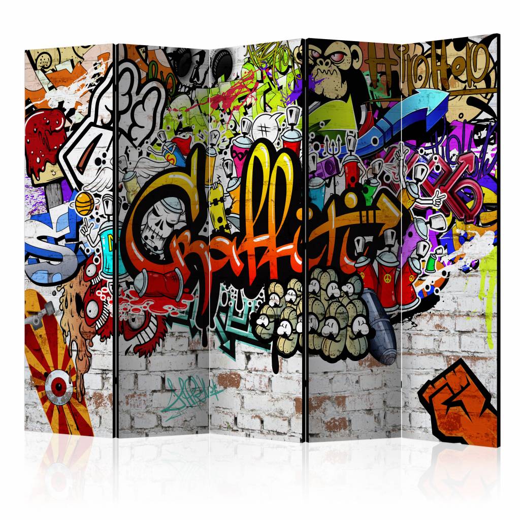 Vouwscherm / Kamerscherm - Graffiti 225x172cm , gemonteerd geleverd, dubbelzijdig geprint afbeelding