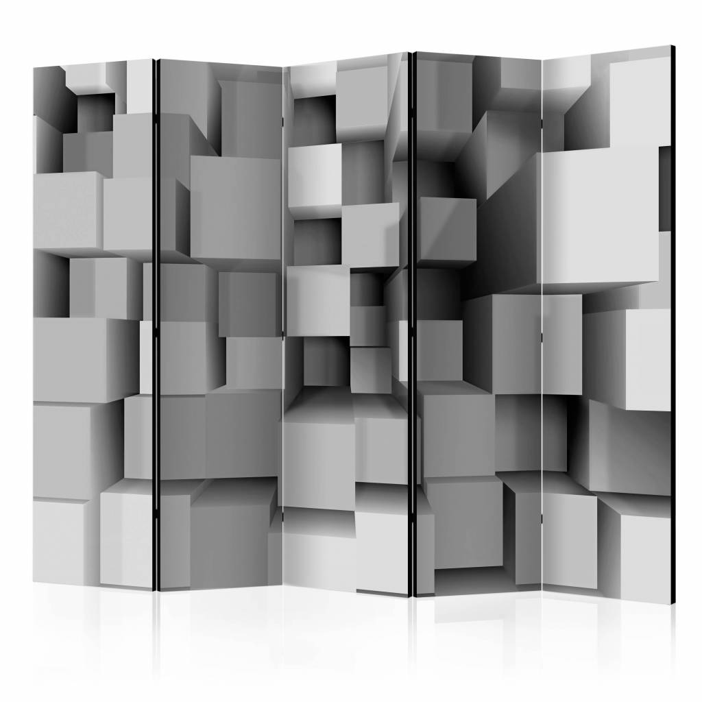 Vouwscherm / Kamerscherm - Geometrische puzzel 225x172cm , gemonteerd geleverd, dubbelzijdig geprint afbeelding