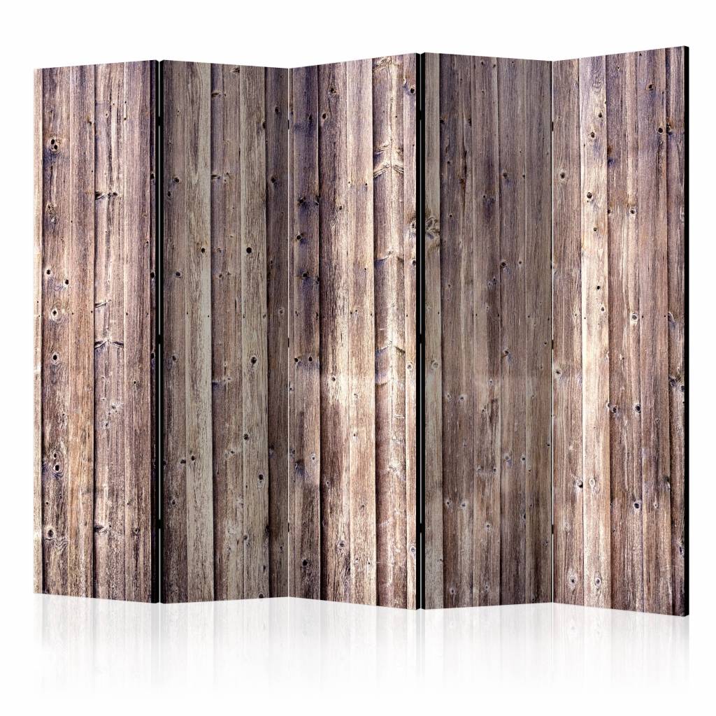 Vouwscherm / Kamerscherm - Houten charme 225x172cm , gemonteerd geleverd, dubbelzijdig geprint afbeelding
