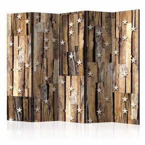 Vouwscherm / Kamerscherm - Houten sterrenstelsel 225x172cm  , gemonteerd geleverd, dubbelzijdig geprint Vouwscherm / Kamerscherm - Houten sterrenstelsel 225x172cm  , gemonteerd geleverd, dubbelzijdig geprint