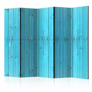 Vouwscherm / Kamerscherm - Blauwe planken 225x172cm  , gemonteerd geleverd, dubbelzijdig geprint Vouwscherm / Kamerscherm - Blauwe planken 225x172cm  , gemonteerd geleverd, dubbelzijdig geprint