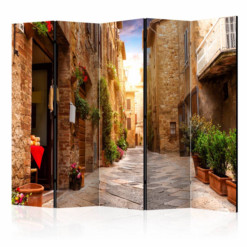 Vouwscherm / Kamerscherm - Straatje in Toscane 225x172cm , gemonteerd geleverd, dubbelzijdig geprint afbeelding