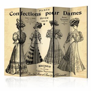 Vouwscherm / Kamerscherm - Confections pour Dames, mode  225x172cm  , gemonteerd geleverd, dubbelzijdig geprint