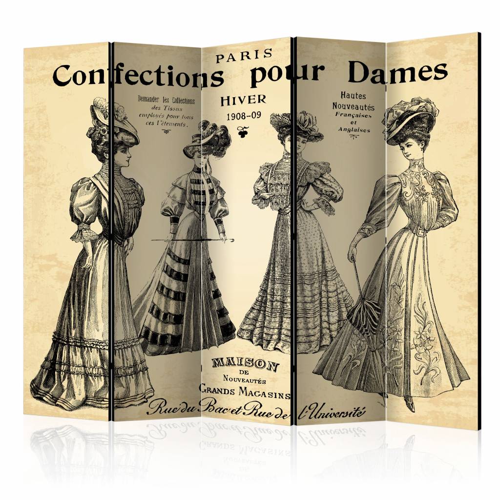 Vouwscherm - Confections pour Dames, mode 225x172cm , gemonteerd geleverd, dubbelzijdig geprint (kam