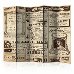Vouwscherm / Kamerscherm - Vintage Magazines 225x172cm  , gemonteerd geleverd, dubbelzijdig geprint Vouwscherm / Kamerscherm - Vintage Magazines 225x172cm  , gemonteerd geleverd, dubbelzijdig geprint