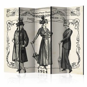 Vouwscherm / Kamerscherm - Jurk 1914, mode 225x172cm  , gemonteerd geleverd, dubbelzijdig geprint Vouwscherm / Kamerscherm - Jurk 1914, mode 225x172cm  , gemonteerd geleverd, dubbelzijdig geprint