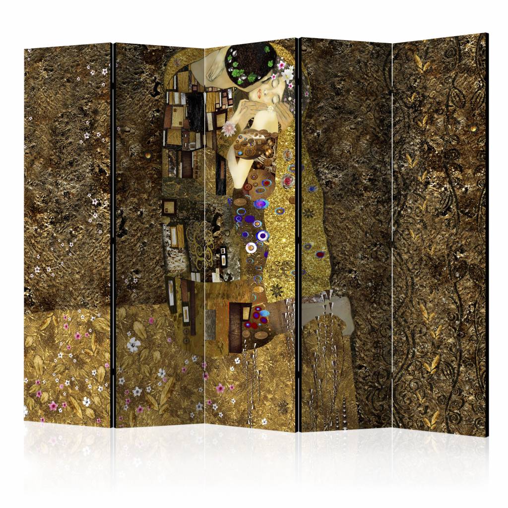 Vouwscherm / Kamerscherm - Gouden kus 225x172cm , gemonteerd geleverd, dubbelzijdig geprint afbeelding