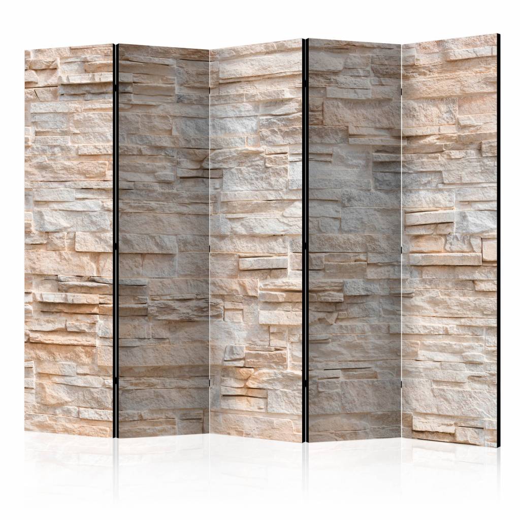 Vouwscherm / Kamerscherm - Stenen muur 225x172cm , gemonteerd geleverd, dubbelzijdig geprint afbeelding