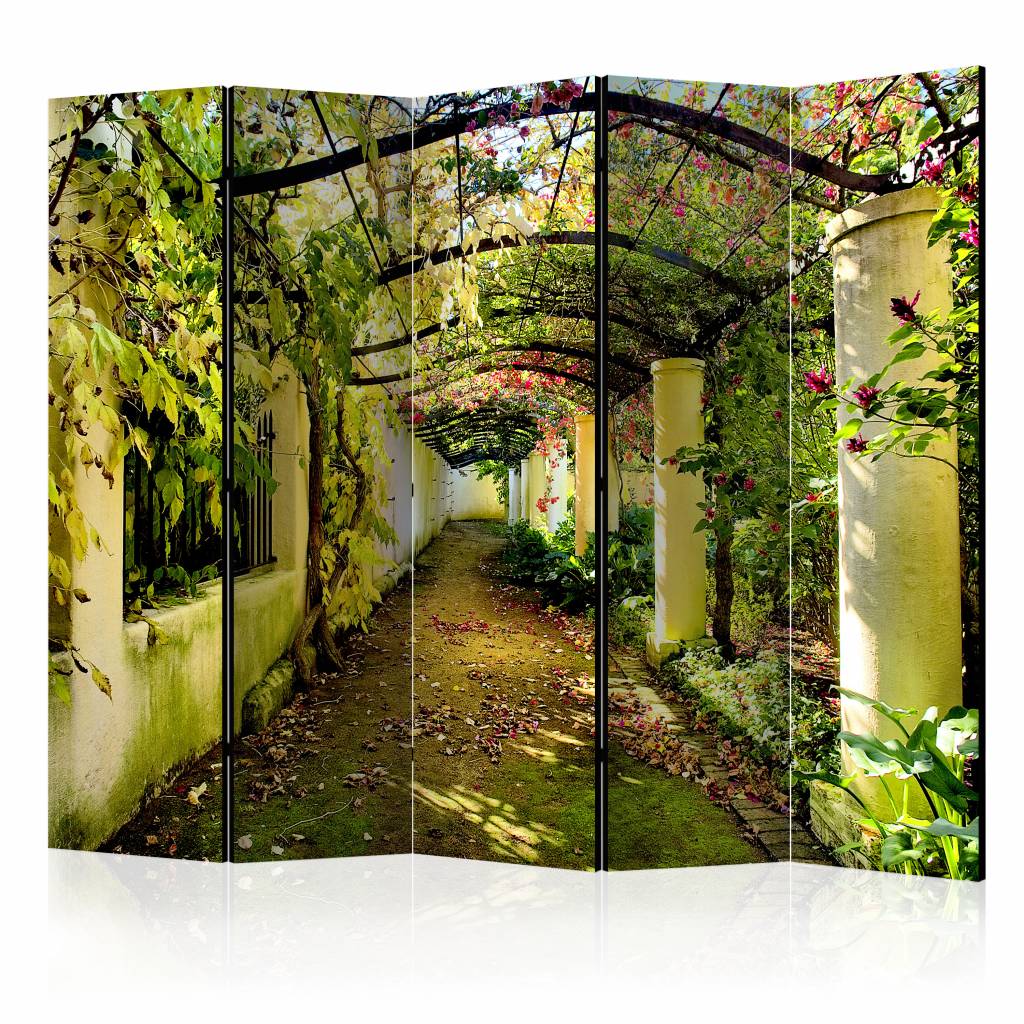 Vouwscherm / Kamerscherm - Romantische tuin 225x172cm , gemonteerd geleverd, dubbelzijdig geprint afbeelding