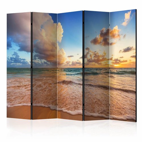 Vouwscherm / Kamerscherm - Ochtend aan zee 225x172cm  , gemonteerd geleverd, dubbelzijdig geprint