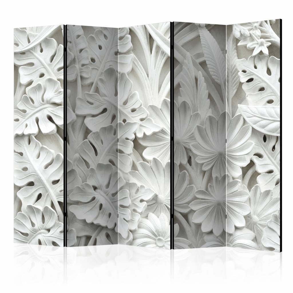 Vouwscherm / Kamerscherm - Witte tuin 225x172cm , gemonteerd geleverd, dubbelzijdig geprint afbeelding