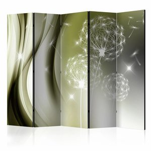 Vouwscherm / Kamerscherm - Paardebloem in het groen 225x172cm  , gemonteerd geleverd, dubbelzijdig geprint