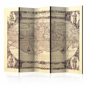 Vouwscherm / Kamerscherm - Nova Universi Orbis Descriptio, wereldkaart 225x172cm  , gemonteerd geleverd, dubbelzijdig geprint