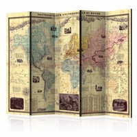 Vouwscherm / Kamerscherm - Wereldkaart 225x172cm , gemonteerd geleverd, dubbelzijdig geprint Vouwscherm / Kamerscherm - Wereldkaart 225x172cm , gemonteerd geleverd, dubbelzijdig geprint