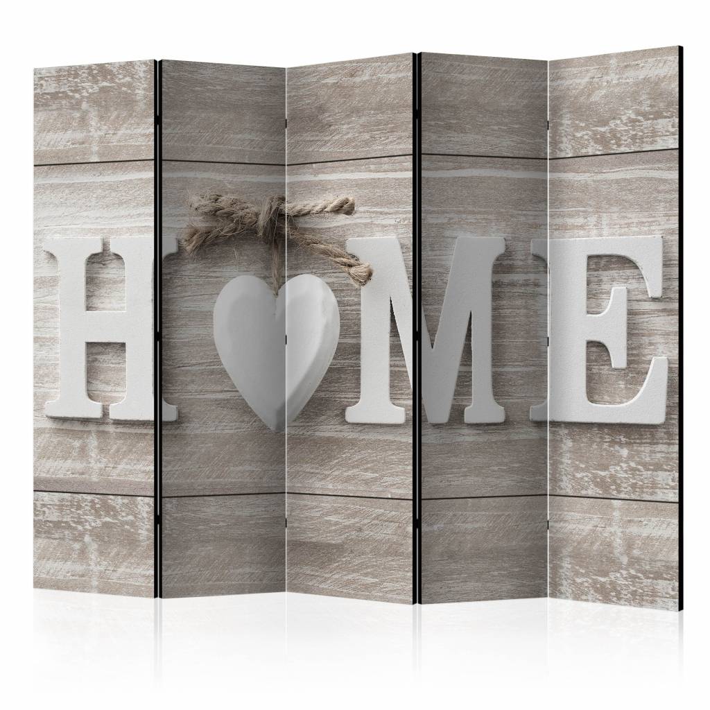 Vouwscherm / Kamerscherm - Home en hart 225x172cm , gemonteerd geleverd, dubbelzijdig geprint afbeelding
