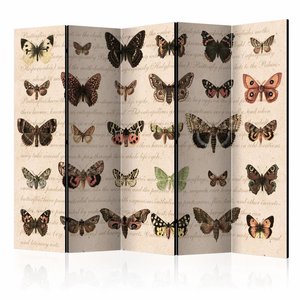 Vouwscherm / Kamerscherm - Retro Style: Vlinders 225x172cm  , gemonteerd geleverd, dubbelzijdig geprint