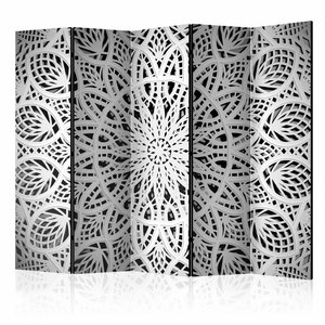 Vouwscherm / Kamerscherm - Witte Mandala II 225x172cm  , gemonteerd geleverd, dubbelzijdig geprint