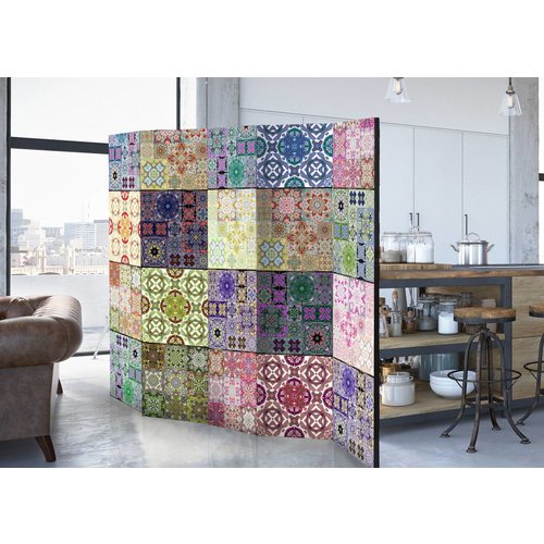 Vouwscherm / Kamerscherm - Overvloed aan kleuren II 225x172cm  , gemonteerd geleverd, dubbelzijdig geprint