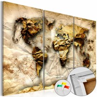 Afbeelding op kurk - Anatomie Van De Wereld, Wereldkaart, Geel, 3luik Afbeelding op kurk - Anatomie Van De Wereld, Wereldkaart, Geel, 3luik