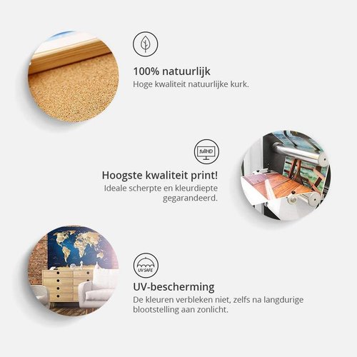 Afbeelding op kurk - Kaart van Barcelona, Multikleur , 1luik