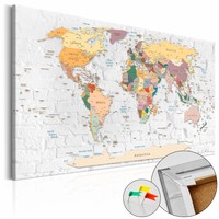 Afbeelding op kurk - World's Walls , Wereldkaart, Multi gekleurd,  1luik
