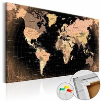 Afbeelding op kurk - Planeet Aarde, Wereldkaart, Beige/Bruin , 1luik