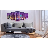 Afbeelding op acrylglas - Paarse nacht, skyline Dubai, 5luik Afbeelding op acrylglas - Paarse nacht, skyline Dubai, 5luik