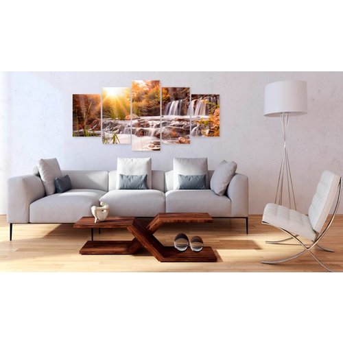 Afbeelding op acrylglas - Waterval, Oranje,  5luik