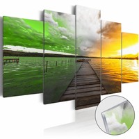 Afbeelding op acrylglas - Grens van de zomer, Groen/Geel, 2 Maten, 5luik Afbeelding op acrylglas - Grens van de zomer, Groen/Geel, 2 Maten, 5luik