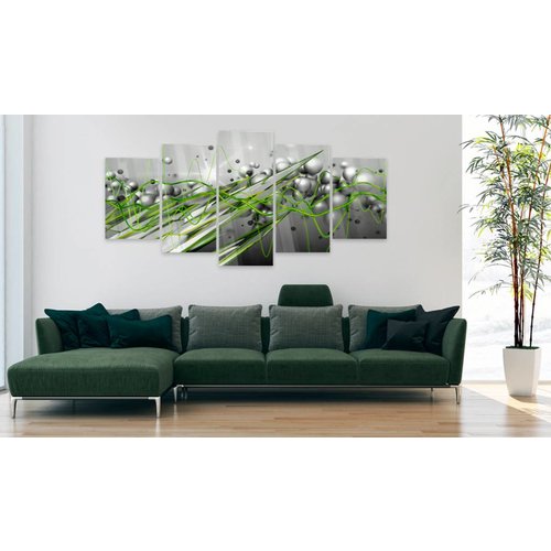 Afbeelding op acrylglas - Groene stroom, Groen/Grijs,  5luik