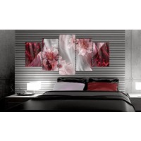 Afbeelding op acrylglas - Orchidee in het rood, 2 Maten, 5luik Afbeelding op acrylglas - Orchidee in het rood, 2 Maten, 5luik