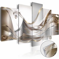 Afbeelding op acrylglas - Gouden vlucht, Goud/wit,   5luik