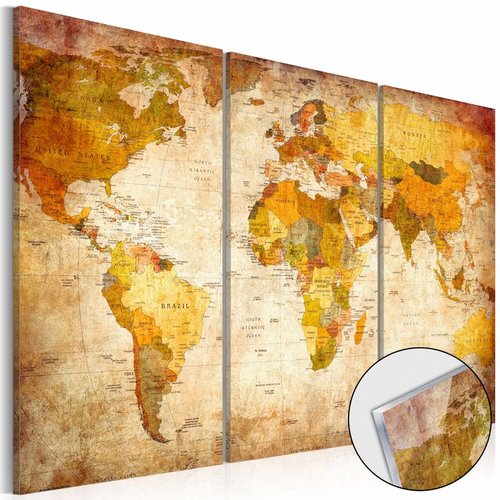 Afbeelding op acrylglas - Antieke reizen, wereldkaart, Bruin,   3luik Afbeelding op acrylglas - Antieke reizen, wereldkaart, Bruin,   3luik